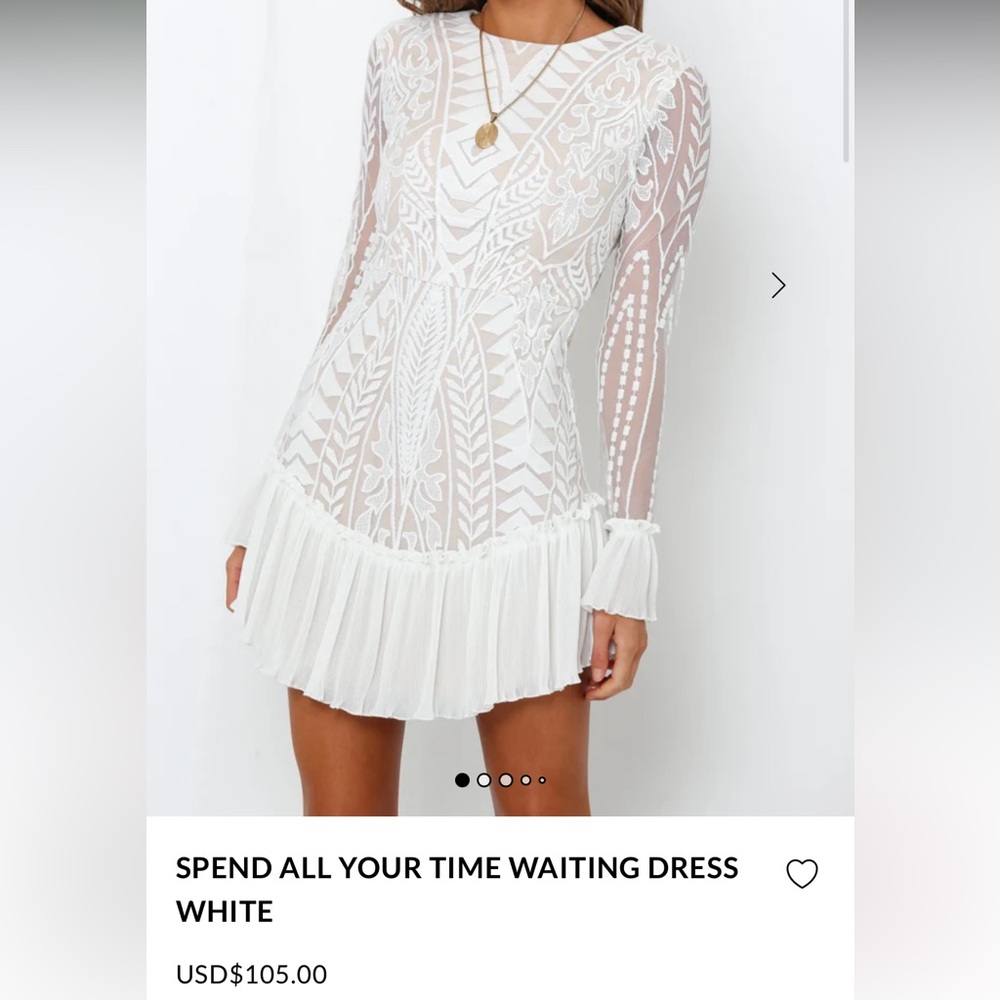Hello Molly White Long Sleeve Dress